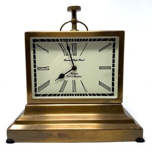 Barnes High Street Antique Brass Finish Table Clock Roman Numerals SW13 London